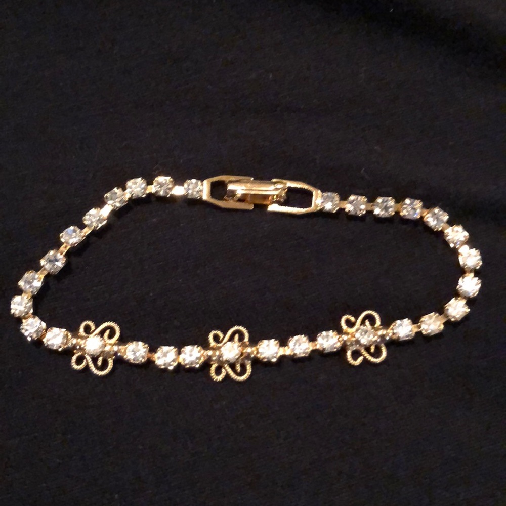 Gold Plated Butterfly CZ 7” bracelet